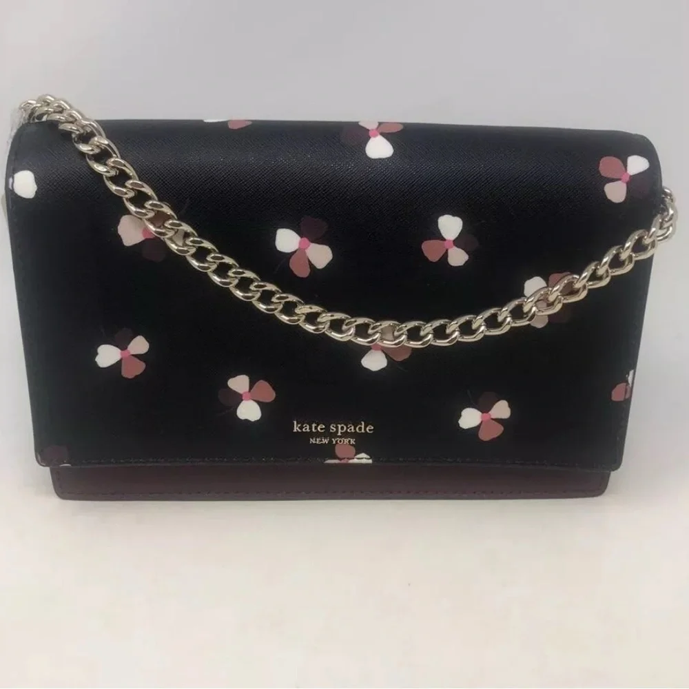 Kate Spade Black and Purple‎ Crossbody Bag with Gold Chain